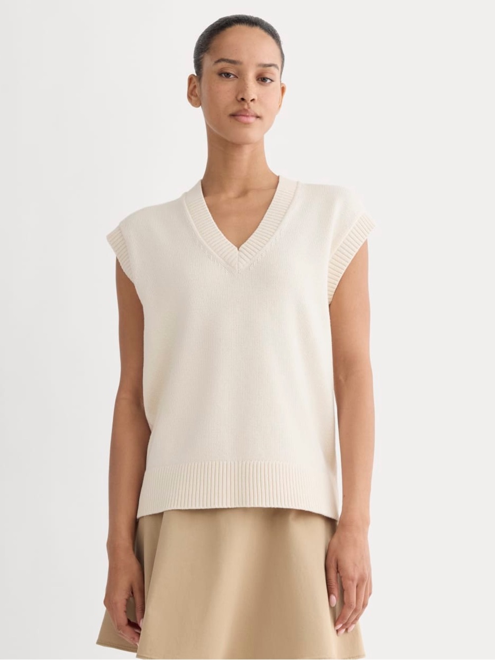 Everlane Canvas The Boxy Vest Everyday Organic Cotton Neutral Knit Size XL NWT